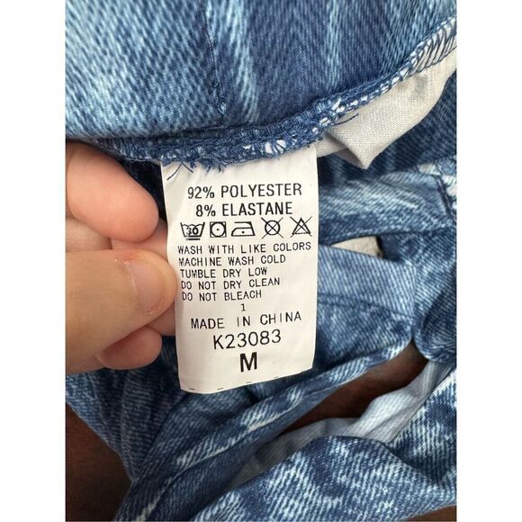 SHEIN Pull On Drawstring Waist Faux Denim Capri Leggings Size Medium - Picture 3 of 5